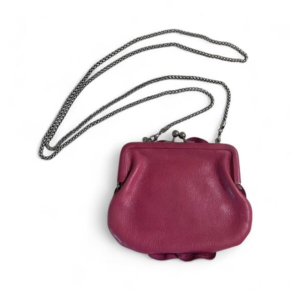 Brighton Rosalie Red Pink Patent Leather Flower Kiss Lock Crossbody Bag - Picture 3 of 13